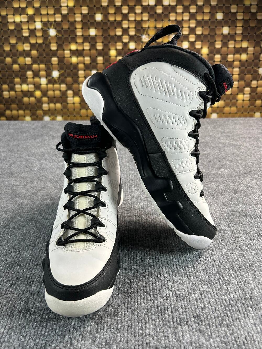 Air Jordan 9 Retro GS White Black Red Size 6Y 7W Basketball Shoes